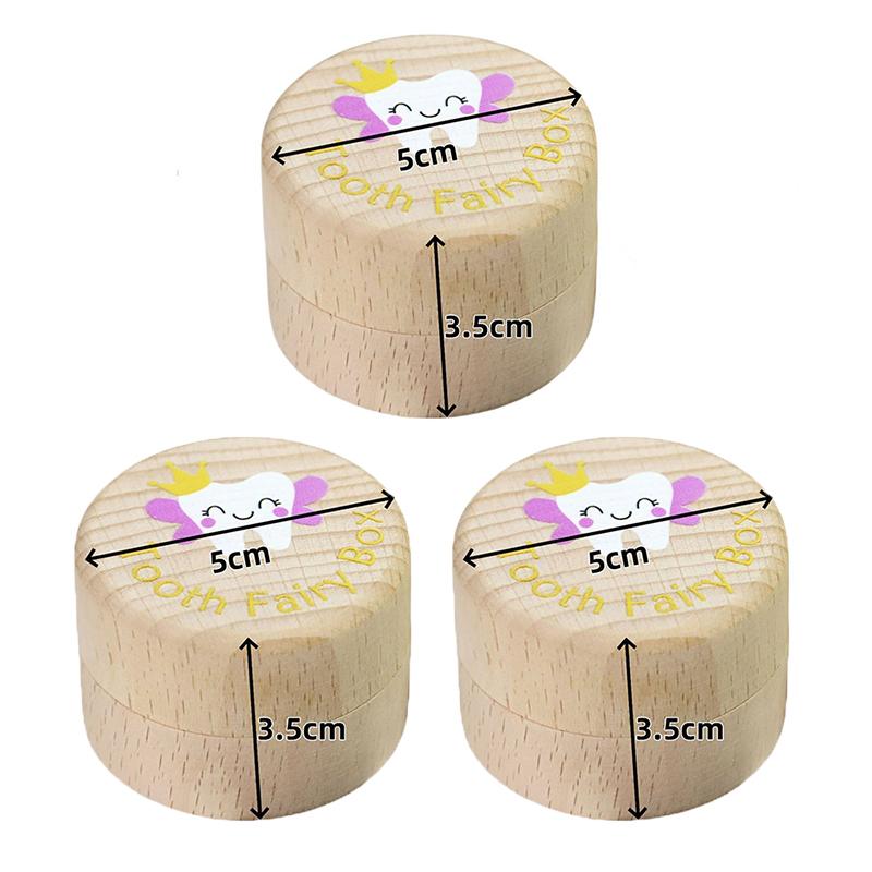 New Solid Wood Baby Tooth Box Children's Tooth And Fetal Hair Storage Box Round Tooth Fairy Teeth Replacement Storage Box