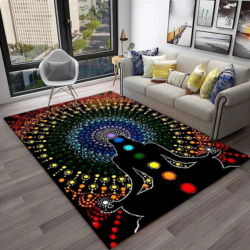 Naturalize Yoga Meditation Floor Mat with Rainbow 7 Chakra Design Soft Non-Slip Carpet for Living Room Stylish Rug for Bedroom