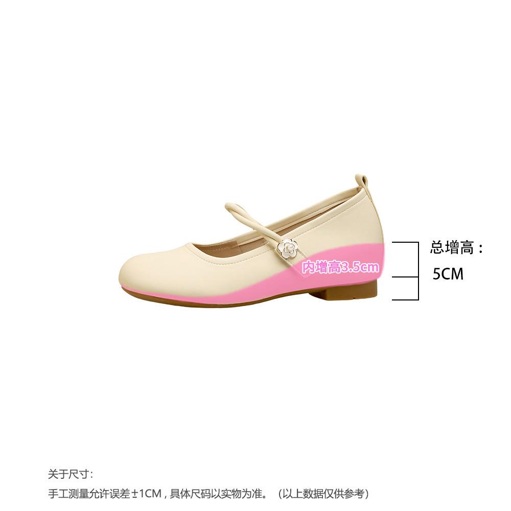 Inner height increase French light mouth Mary Jane shoes women's spring new silver high-end one-word with camellia single shoes