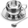 Stainless Steel Coffee Cup Set - 125ML Espresso Cups with Saucer and Spoon for Coffee and Tea Lovers