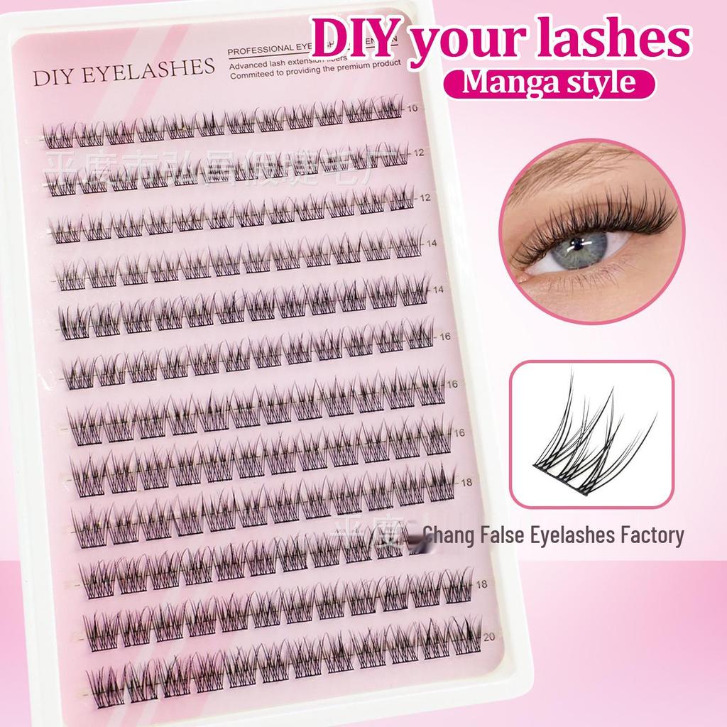 DIY Cluster False Eyelashes Set - Fish Tail Tri-Cluster Self-Grafting Lashes