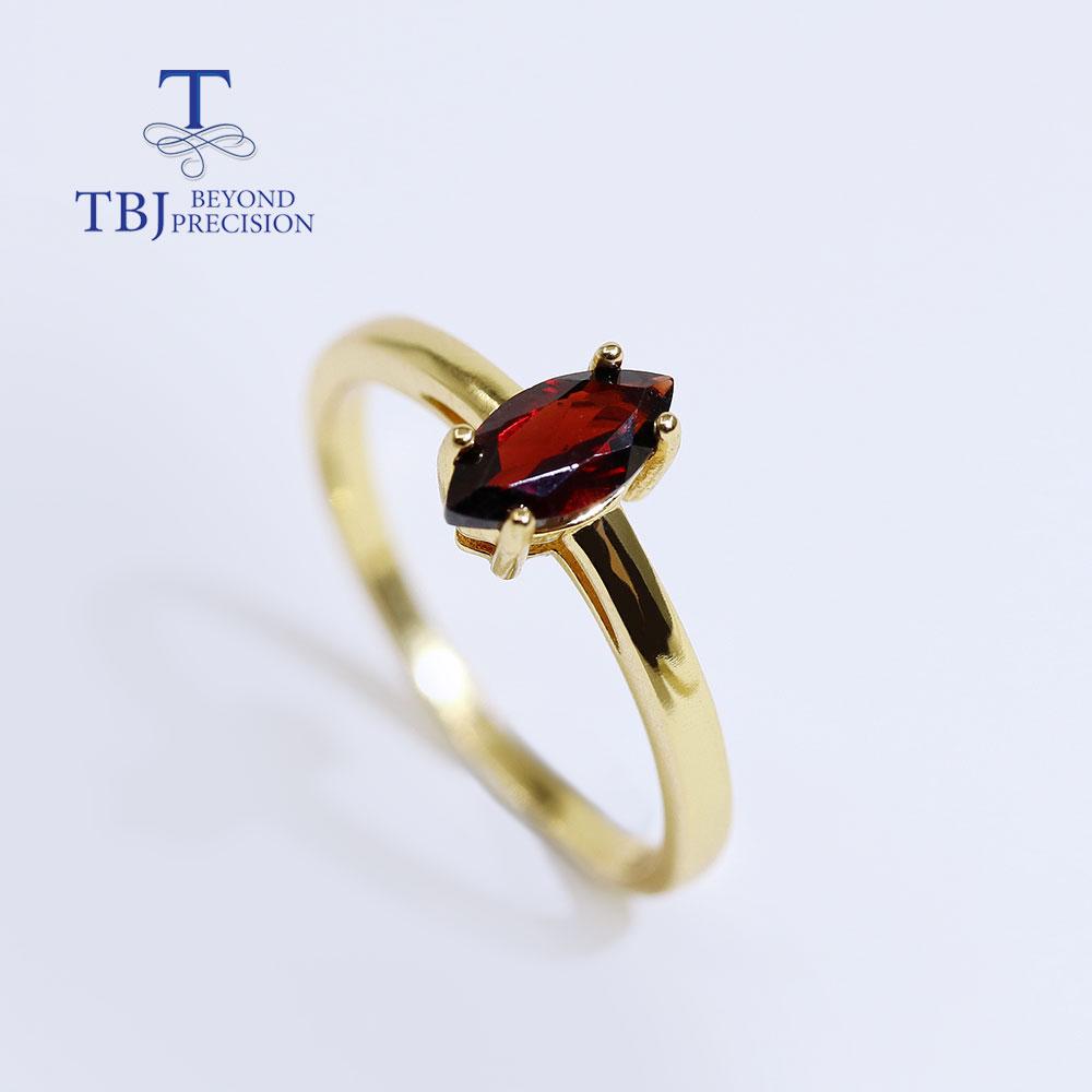 Natural Simple Garnet Ring Mq 4*8mm Semi Precious Gemstone 925 Sterling Silver Fine Jewelry for Girls Women Daily Wear Nice Gift
