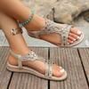 New Crystal Wedge Gladiator Sandals Women Summer Elastic Band Open Toe Sandals Plus Size Casual Beach Shoes for Woman