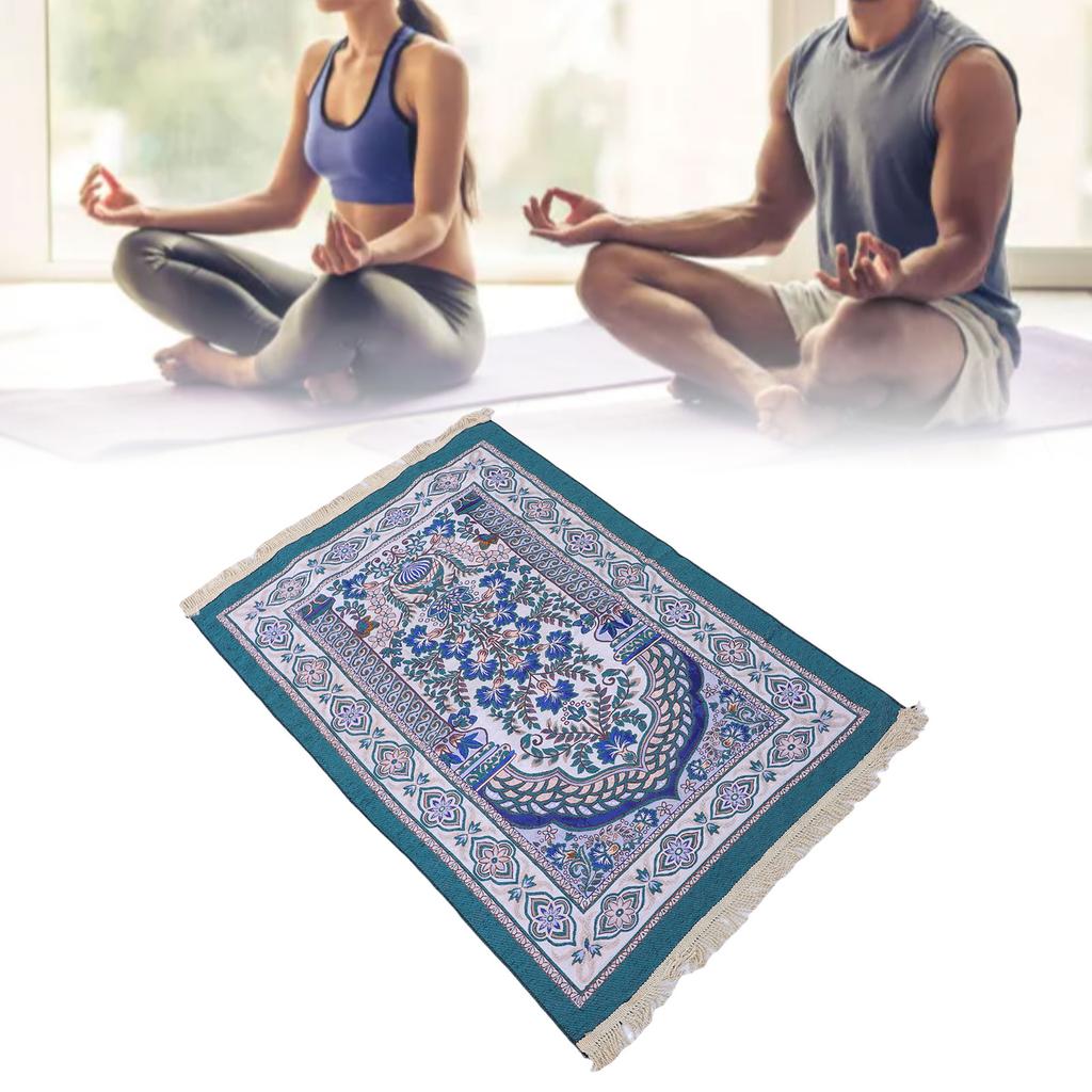 Pray Rug Thick Soft Embroidered Praying Mat with Tassel for Women Men Children Meditation