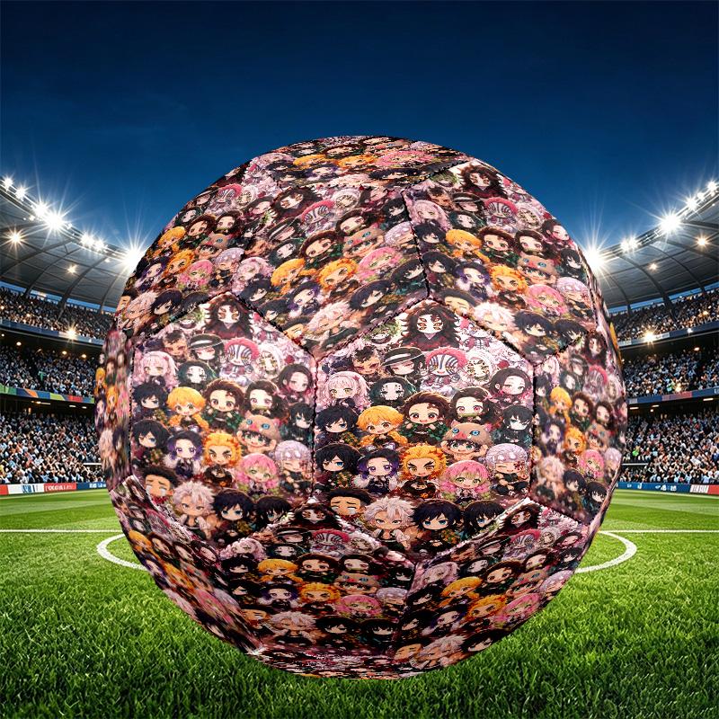 Demon Slayer Print Size 5 Soccer Ball, PU Wear Resistant Football for Match Training and Daily Practice, Birthday Gift for Soccer Fans