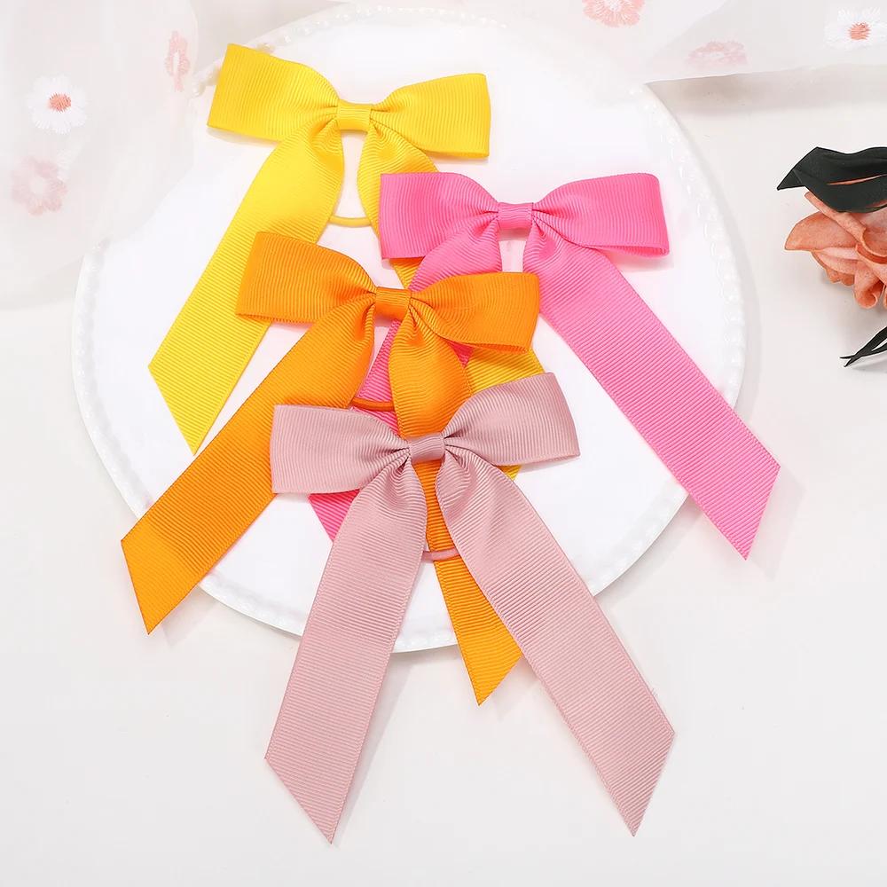 Süße Schleifen-Haarbänder Kleinkind Cheer-Schleife Haargummi Kinder Mode Einfarbig für Mädchen Kinder Party Kopfbedeckung Haaraccessoires