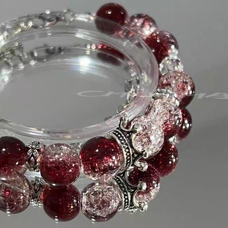 New fashion niche temperament versatile dark red crown high-end bracelet