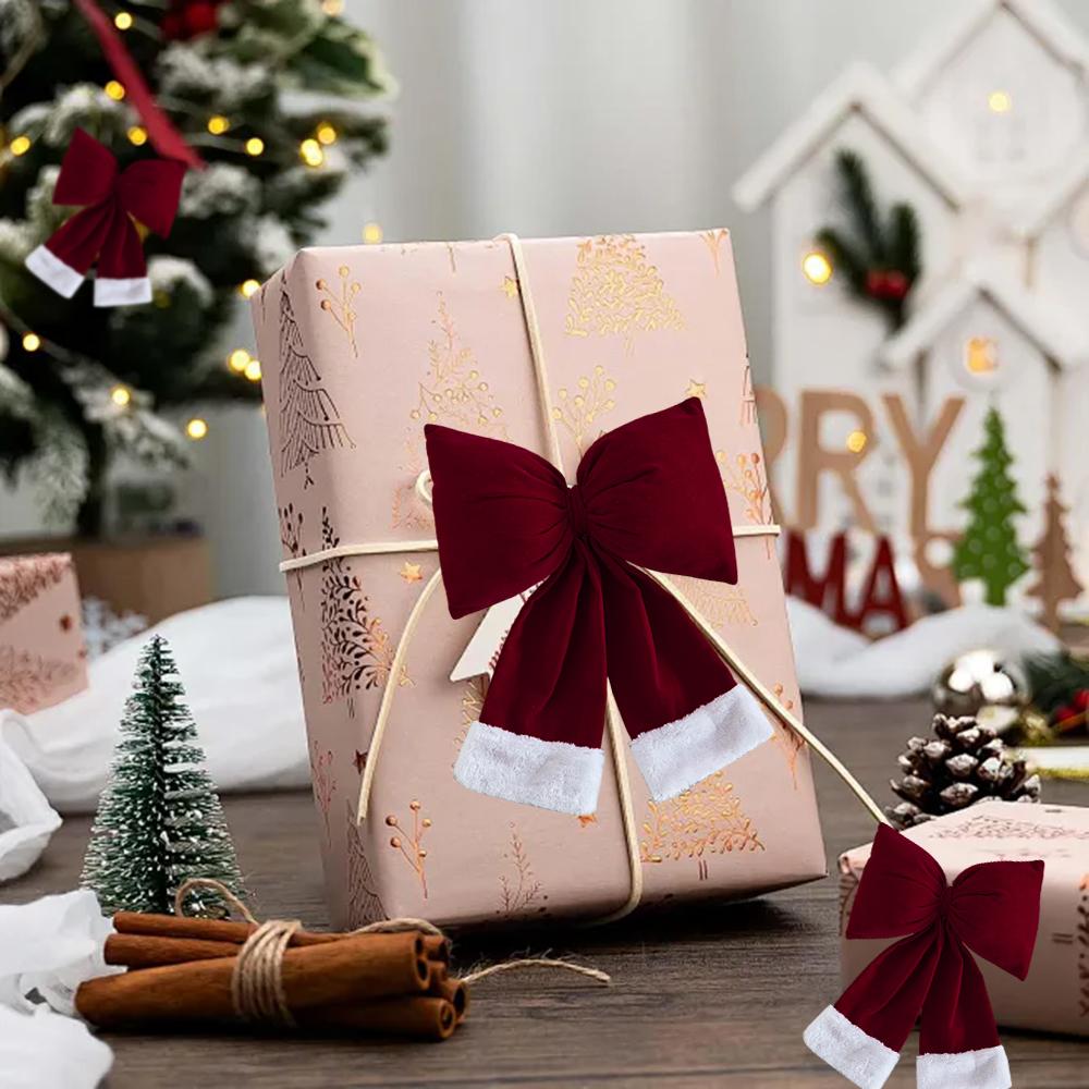 Large Christmas bow, Christmas red pendant, large three-dimensional bow, Christmas tree ornament with internal stuffing