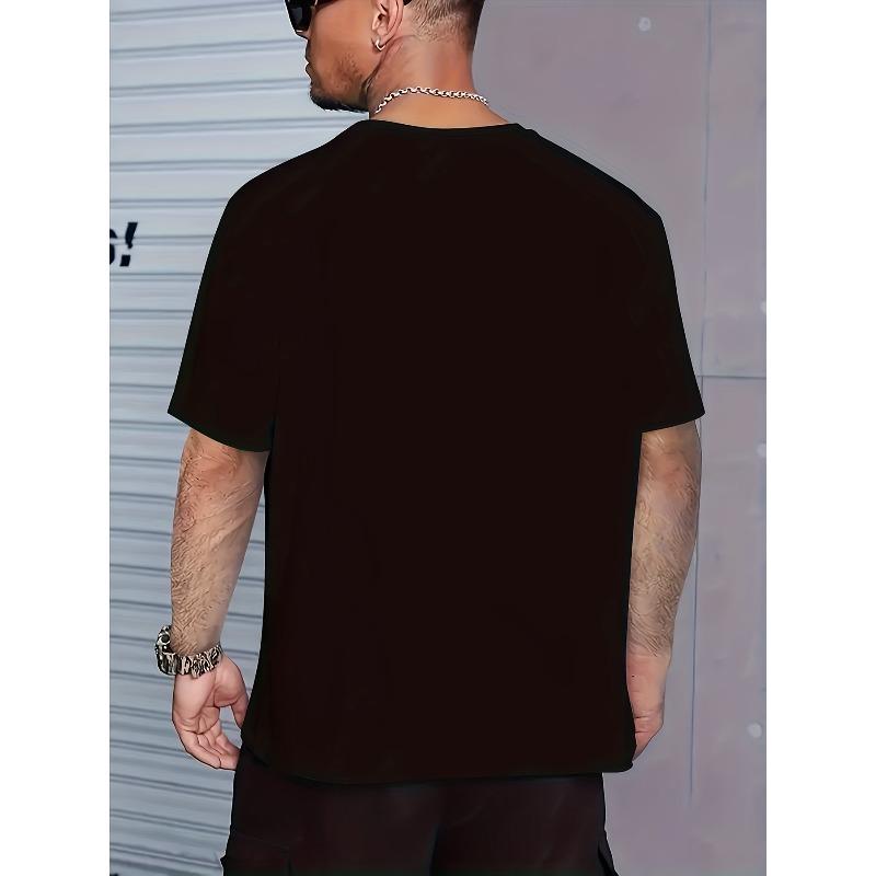 European sizes Men's Casual Short-Sleeve T-Shirt with Unique Letter Print - Soft Round Neck, Tee Tops for Men Stylish Fashion Fit