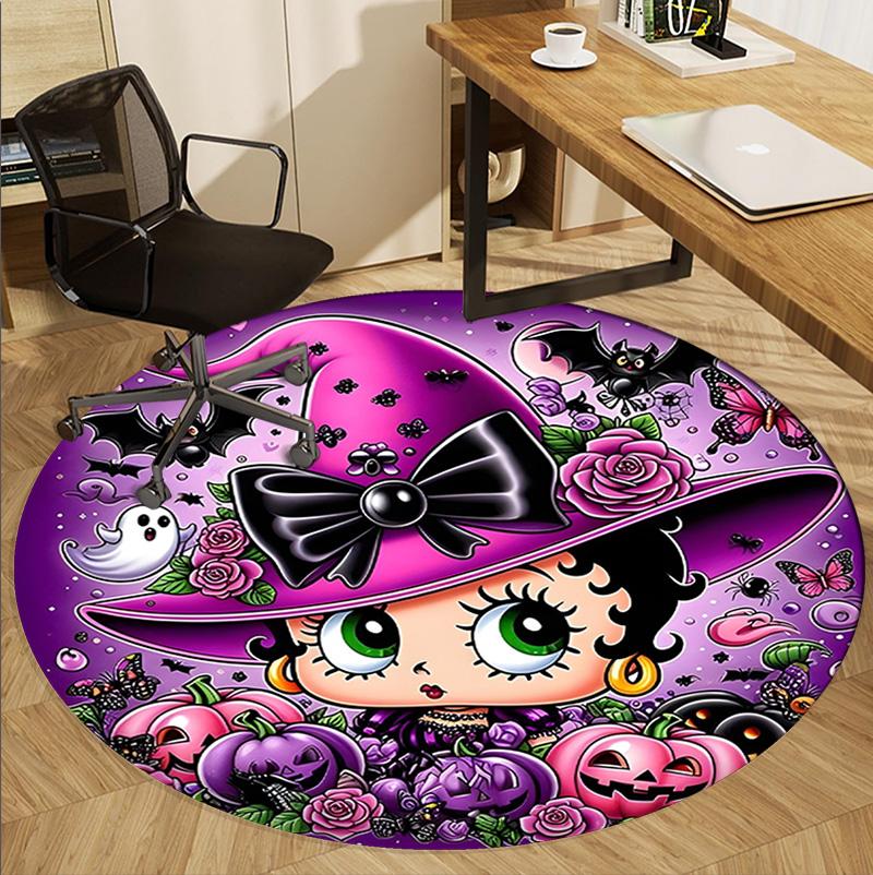 Betty Boop Pattern Round Rug, Indoor/Outdoor Mat, for Picnic, Gameroom, Bedroom, Office, Living Room, Home Decor Carpet, Birthday Gift