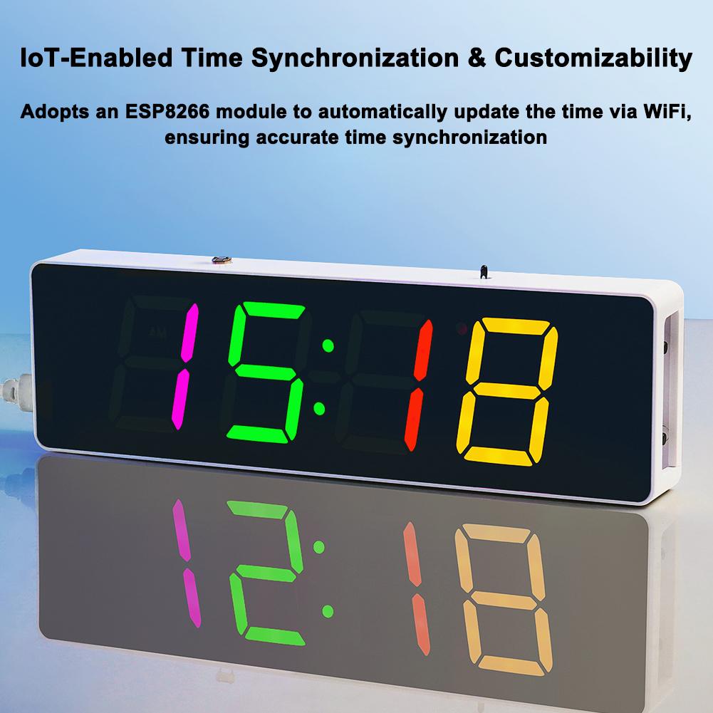 ESP8266 IoT Colorful WiFi Clock Kit Intelligent Electronic Clock DIY Welding Practice Parts Set Automatic Time