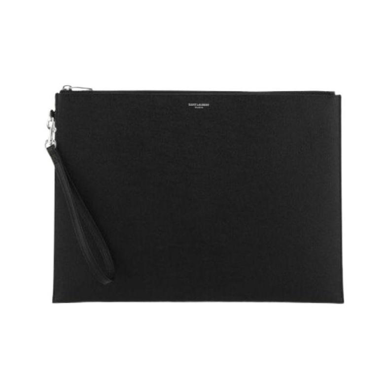 

Saint Laurent Ysl Zipper Glossy Calfskin Leather Clutch Bag Men Bags Black 683872-BTY0N-1000 Basic Set (Bag+Dust Bag)
