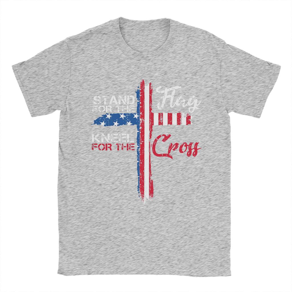 Stand For The Flag I Kneel For The Cross T-Shirt Summer  Cotton T-Shirts For Men Hip Hop Casual Tshirt Short Sleeve Clothing