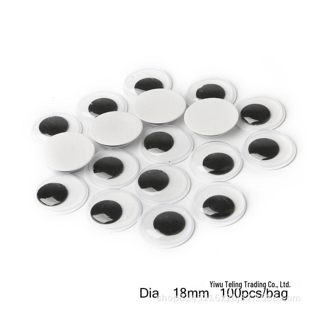 Pre-made DIY Toy Animal Accessories: Adhesive Black and White Moving Eyes for Kids