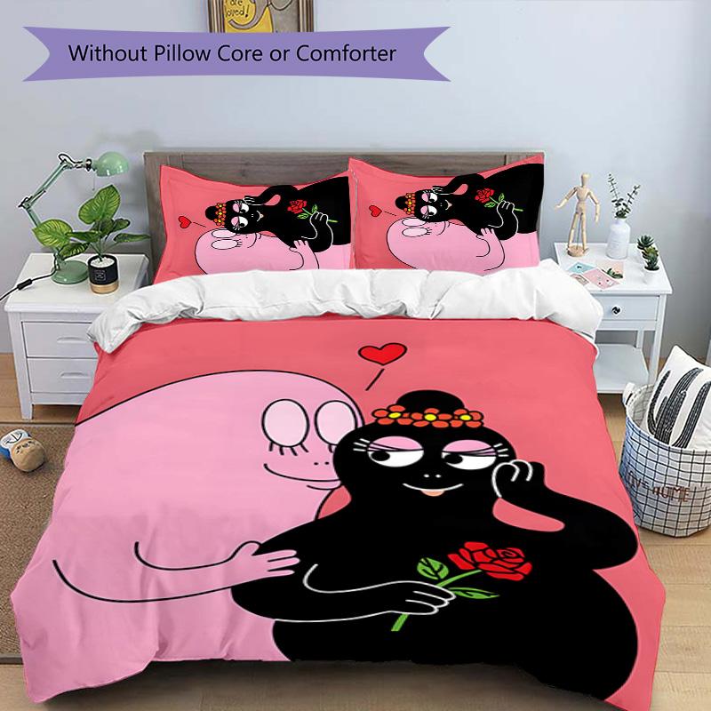 Barbapapa 3pcs Bedding Set Duvet Cover Closure Includes 1 Duvet Cover & 2 Pillowcases for All Seasons Bedroom Home Dorm Decor