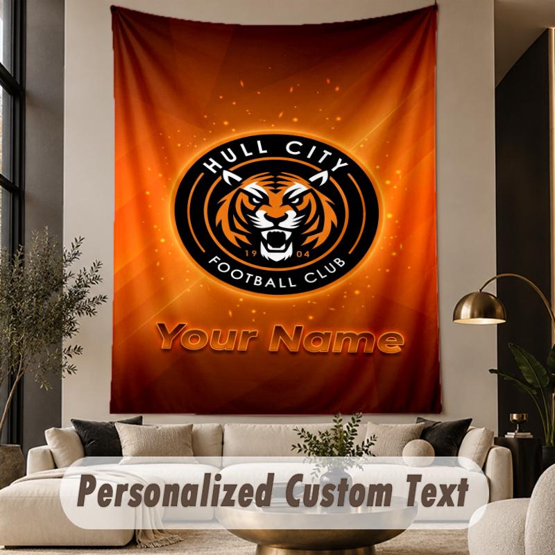 Custom Text Tapestry Hull City Print Wall Tapestry Indoor Living Room Wall Decor