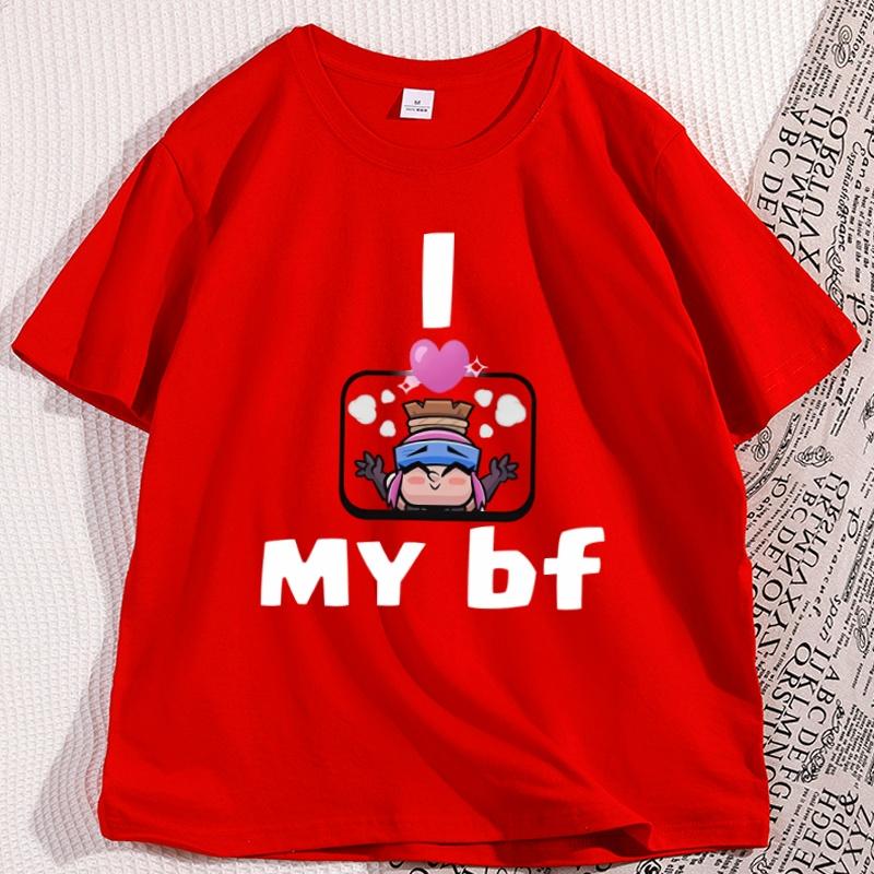 

I Heart My BF TShirt Men Women Funny Gamer Couple Tshirt Casual Loose Short Sleeve T Shirts Man Cotton Printed Oversizedtops S