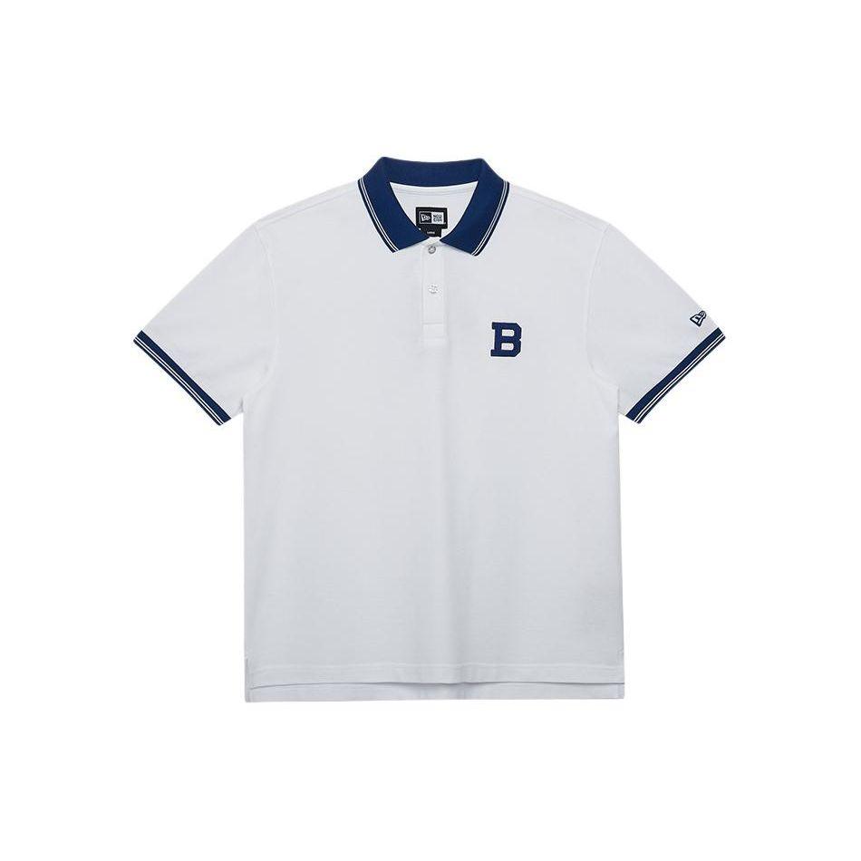 New Era MLB Brooklyn Dodgers Loose Logo Embroidered Color Block Short Sleeve Polo Shirt Unisex Polo Shirts White 14187362