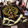 Viking Ship with Rune Compass Design Non-slip Rug Suitable for Living Room and Bedroom Sofas