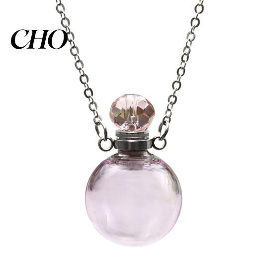Compact Fragrance Holder Perfume Vial Pendant Necklace Transparent Aroma Essential Oil Diffuser Bottle Refillable Spherical for Women Unique