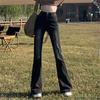 Spring Autumn High Waist Stretchy Slimming Skinny Trumpet Denim Pant Korean Trousers Solid Color Basic Women Classic Flared Jean