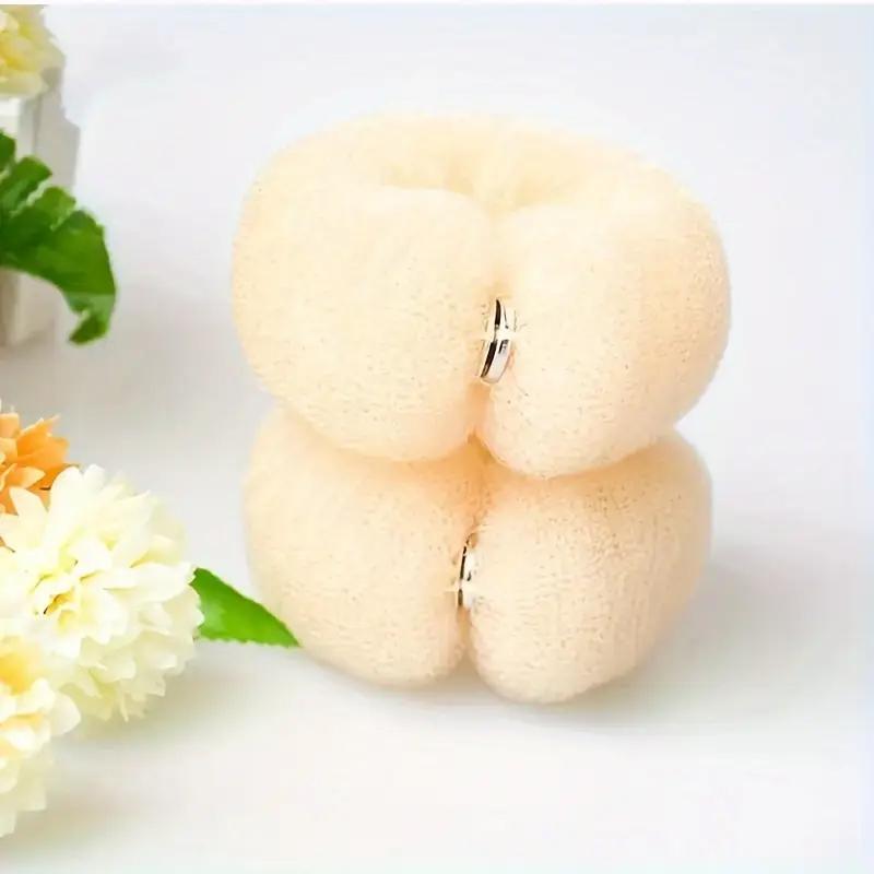 

2 шт., кольцо-пучок, волшебный стайлер для волос, кольцо-бублик для женщин и девушек, формирователь для волос, подходит для густых и длинных волос бежевый