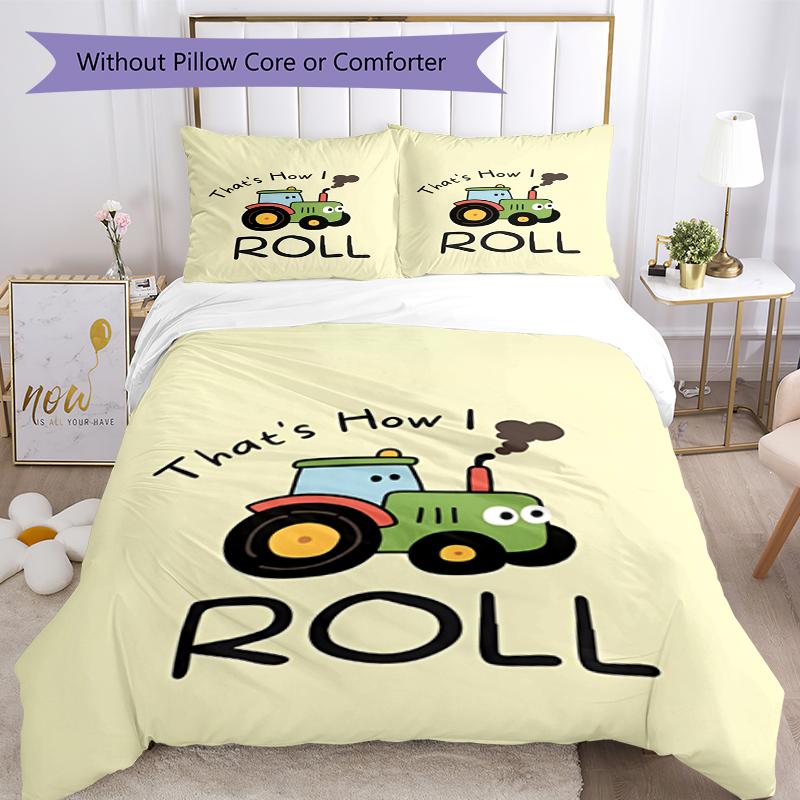 3pcs Cute Cars Bedding Set Duvet Cover Closure Includes 1 Duvet Cover & 2 Pillowcases, Soft and Comfortable for All Seasons.
