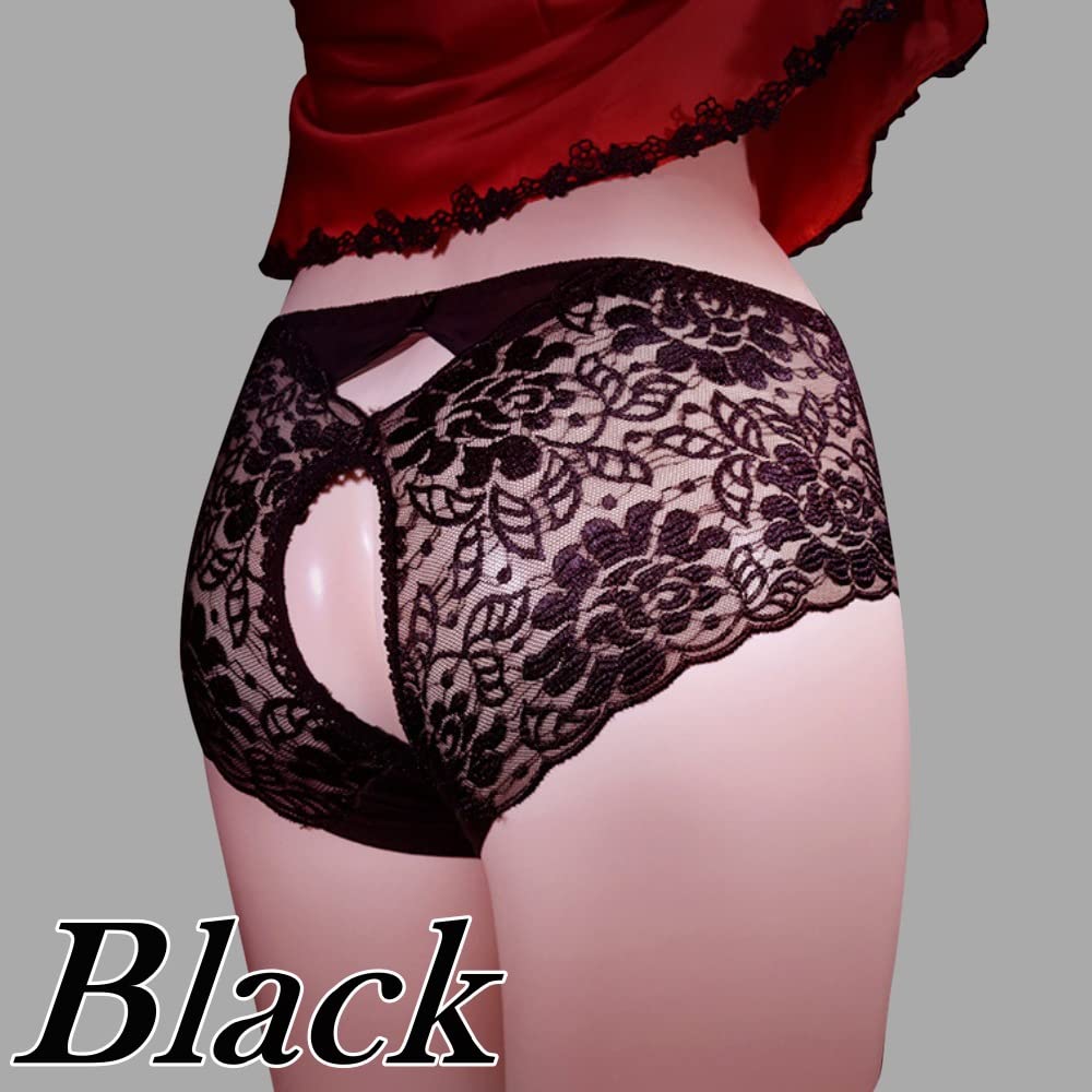 Open Crotch Panties Perforated Shorts Split Crotch Bewitching [FULL CHECK] (Beige, M)