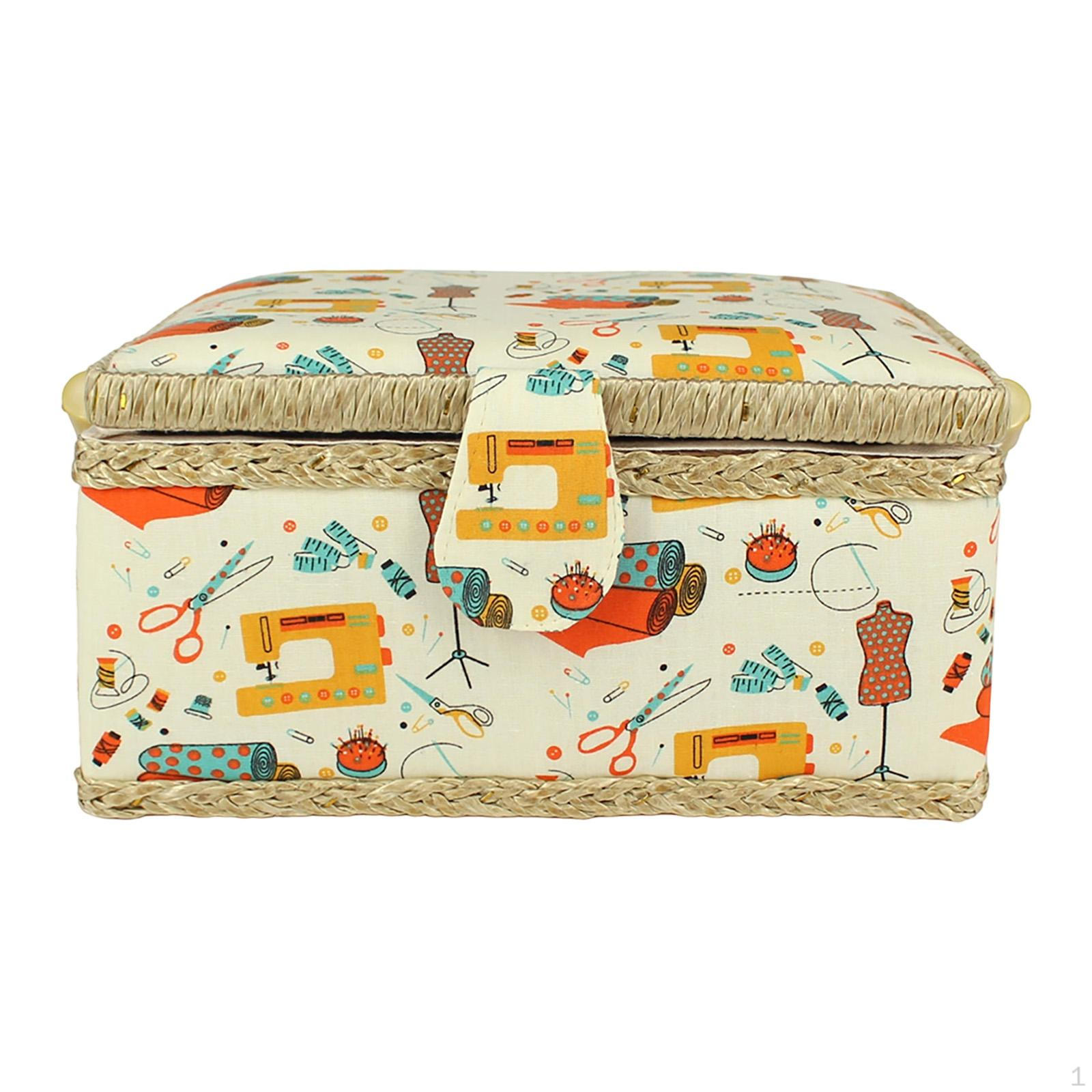 

Hand Sewing Basket with Carry Handle 19x13x10cm for Essentials Handheld Accessories Thread Style B