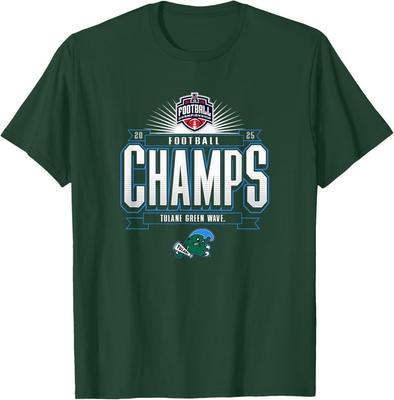 Tulane Green Wave AAC Champs 2025 Football Locker Room T-Shirt