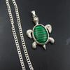 Argento 925 Bellissimo Ciondolo Con Catena 97.00 Ct Giada Naturale Tartaruga Fantasia Verde P-2073-S