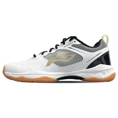 Li Ning Gladiator Comfortable Slip Resistant Abrasion Resistant Low Top Badminton Shoes Unisex White Black AYZT011-3