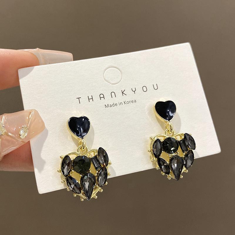 

2023 новые модные женские серьги с черными стразами, нежные серьги с кристаллами, подарок на день рождения, очаровательные ювелирные изделия