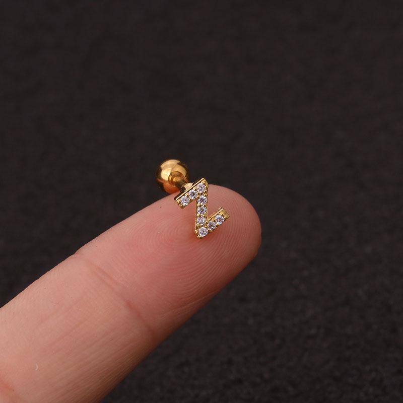Trendy 26 Letters Tragus Cartilage Earring Women Exquisite Tiny Initial Alphabet Name Helix Earring Piercing Jewelry Gift