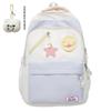 Blocked Cute Color Star Collage Student Backpack And Shoulder Bag With Pendant