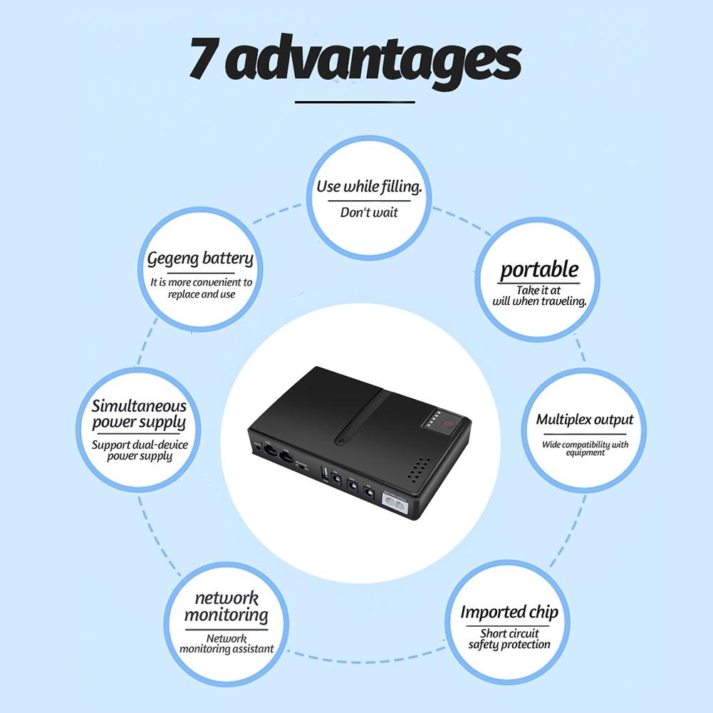 DC1018L Mini Portable UPS Backup Power Adapters 5V 9V 12V Uninterruptible Power Supply Power Supply for WiFi Router