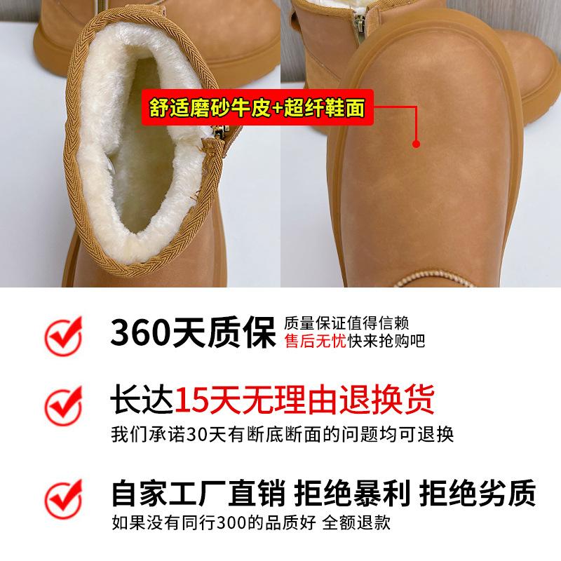 Leather Warm Snow Boots Women's 2025 Winter New Fashion Short Tube Versatile Short Boots Women's Platform Retro Martin Boots