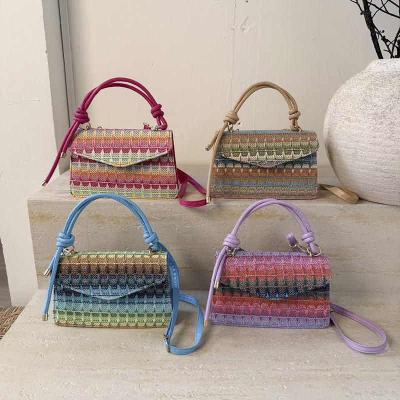 Fashionable woven style small square bag women fashion handbag simple 2025 summer new shoulder cross-body bag