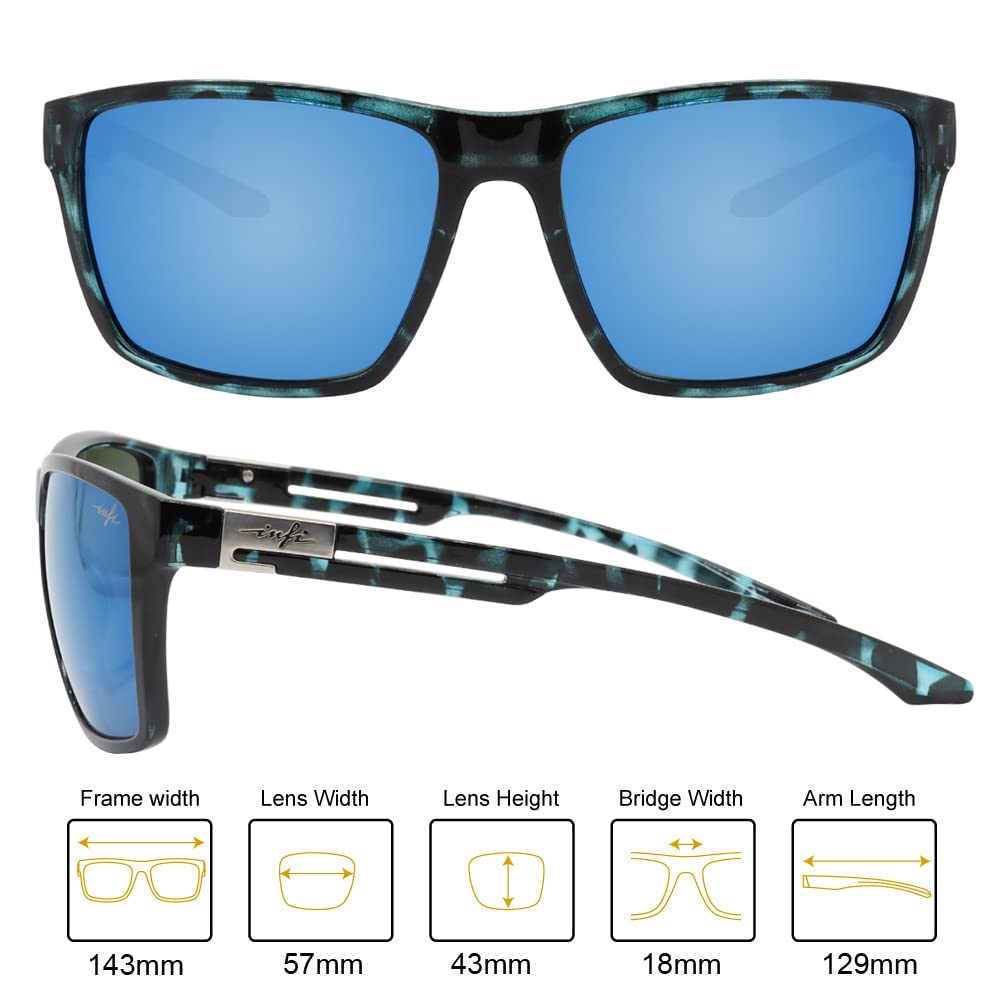 Polarized Sunglasses Fishing Driving Driving Sports Running UV Protection Gradient Black Frame Smoked Lens Blue Mirror Designer Model Blue [INFI]