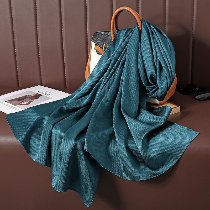 Solid Color Luxury Fashion Women Hijab Scarf Long Silk Soft Comfortable Scarves Shawl Muffler Neckerchief Outdoors Bandanna Lady