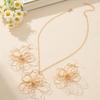 1 pair of hollow flower necklaces, earrings, sets, high-end temperament, elegant style, niche high-end
