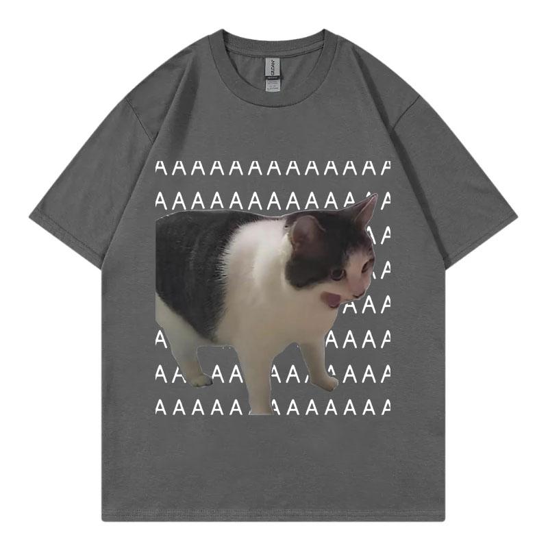 Sad Crying Cat Funny Meme T-Shirt High Quality Fashion Short Sleeve T Shirts Summer Casual Pure Cotton Oversized T-Shirts Unisex
