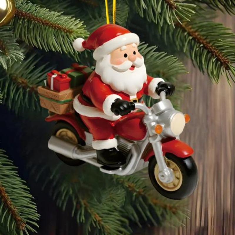 Christmas Ornament 2D Flat Acrylic Santa Claus/Snowman/Puppy Christmas Tree Hanging Ornaments for Holiday Tree Window Wall Decor