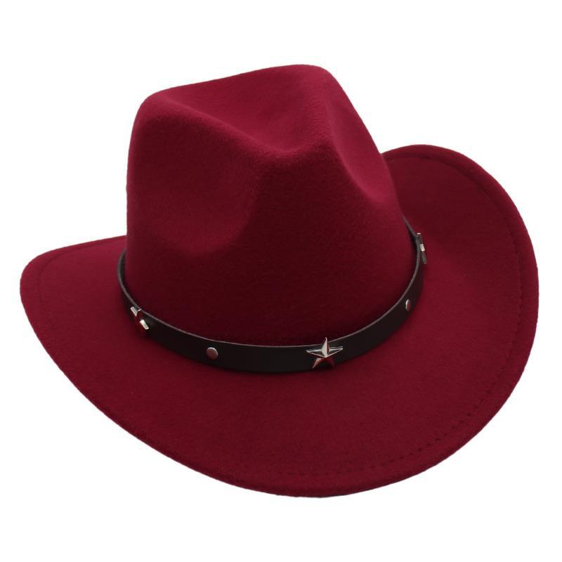 Fashion Cowboy Hat Black Bowler Hat Jazz Hat English Vintage Felt Hat Knight Hat