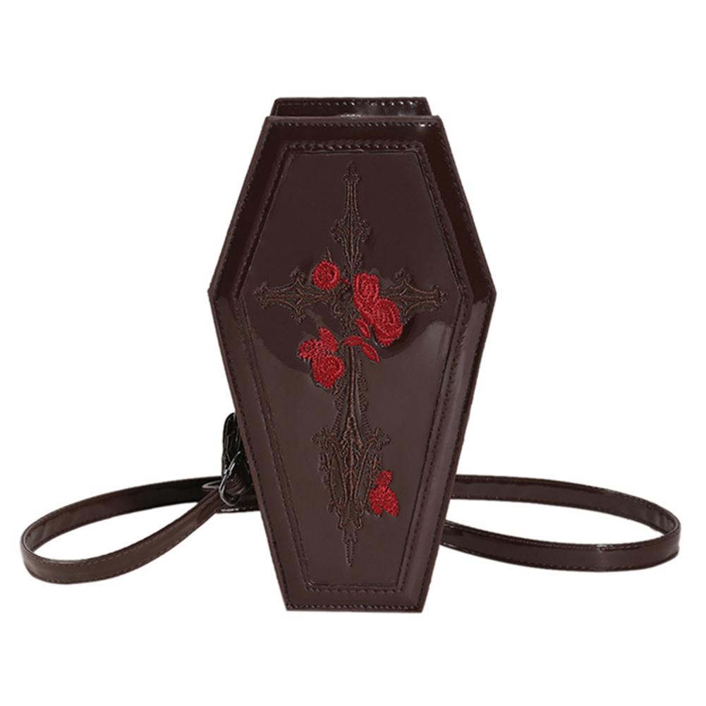 Women Coffin Satchel Purse Novelty Gothic Crossbody Bag Versatile Rose Crossbody Pouch Gothic Coin Purse Halloween Gift