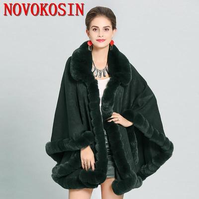 11 farben Faux Kaninchen Pelz Cape-Mantel Für Frauen Revers Mantel Winter Warme Poncho Mantel Batwing Ärmeln Lose Schal Oberbekleidung