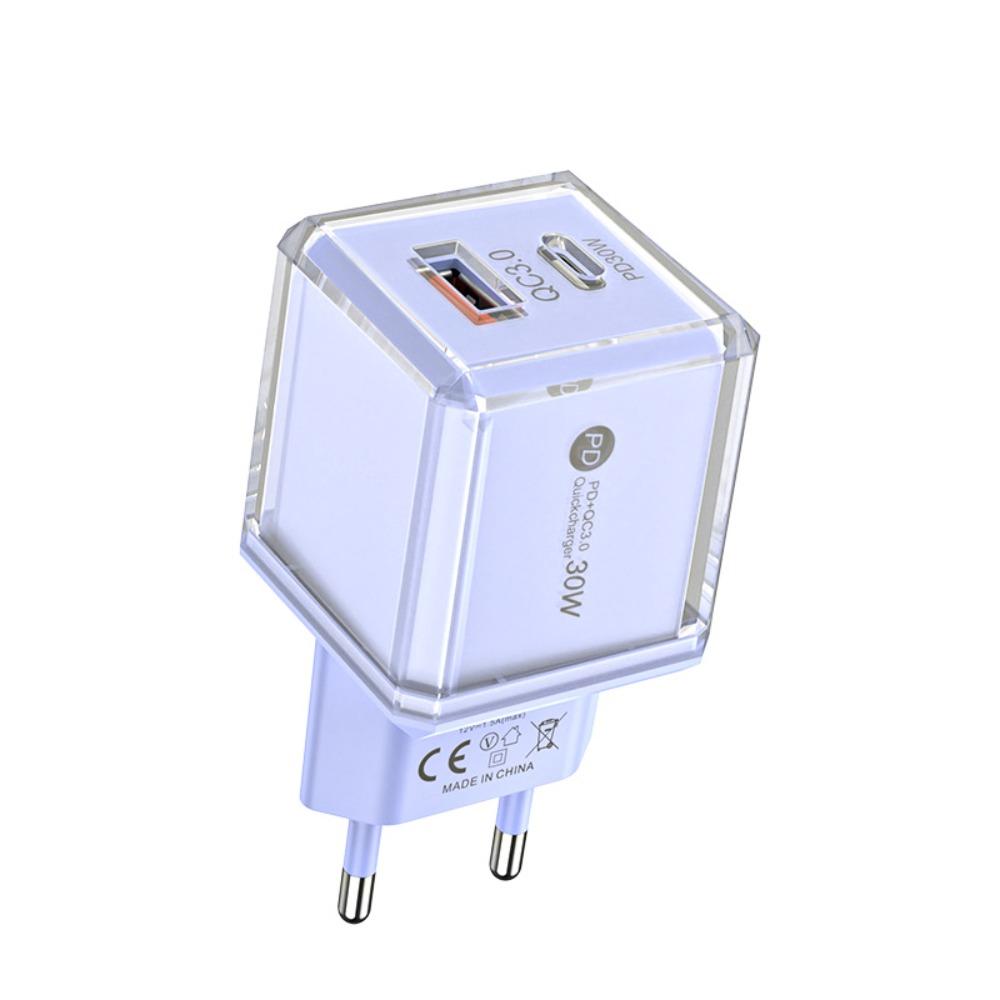 Universal Multi Ports PD30W Charger Plug USB A+C EU/US Phone Charger Adapter Fast Charging PD QC3.0 Quick Charge Adapter