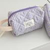 New Cotton Makeup Bag Cute Checkered Pattern Travel Toiletry Bag Multi-size Large Capacity Storage Wrist Bag Travel Use