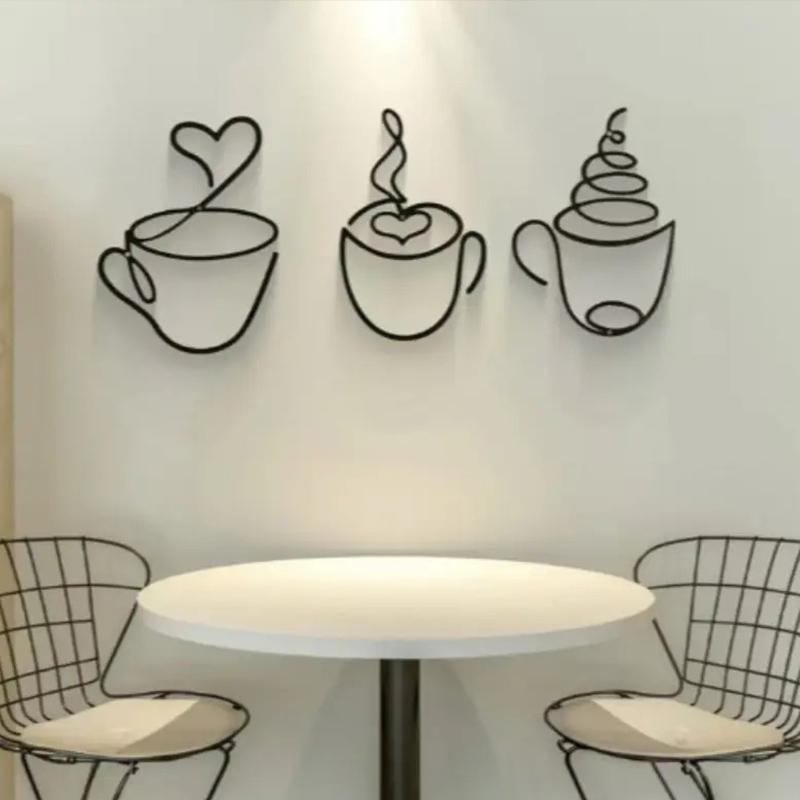 1/3pcs Of Creative Coffee Wall Hangings Coffee Shop Decorations Interior Wall Decorations Wall Hanging Iron Paintings New Year