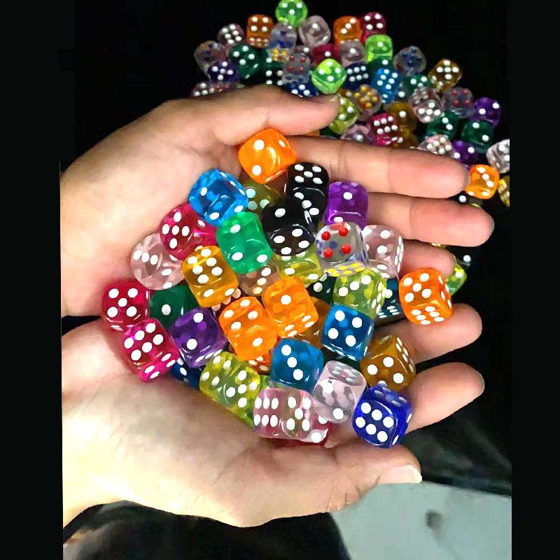 14MM Transparent Acrylic Colored Dice with Rounded Corners